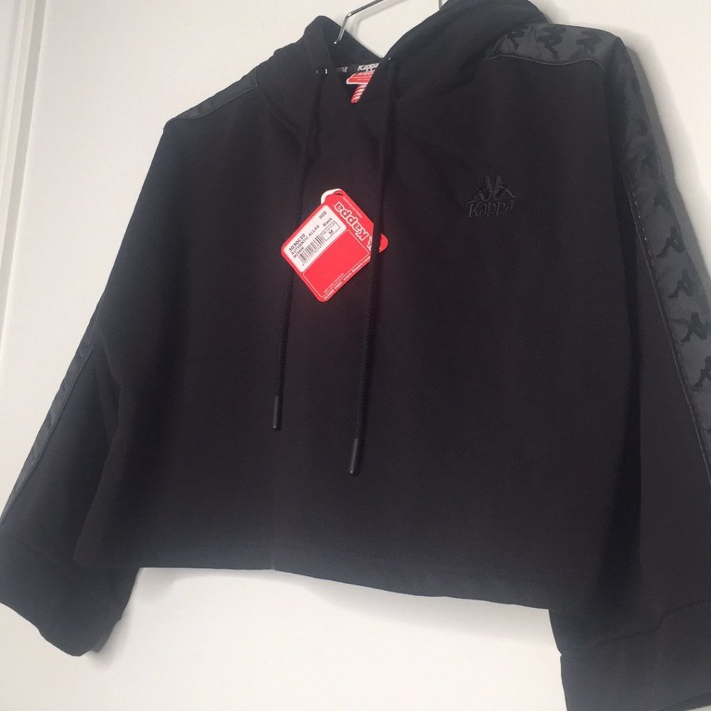 Kappa Black Cropped Hoodie RARE NWT Size Med